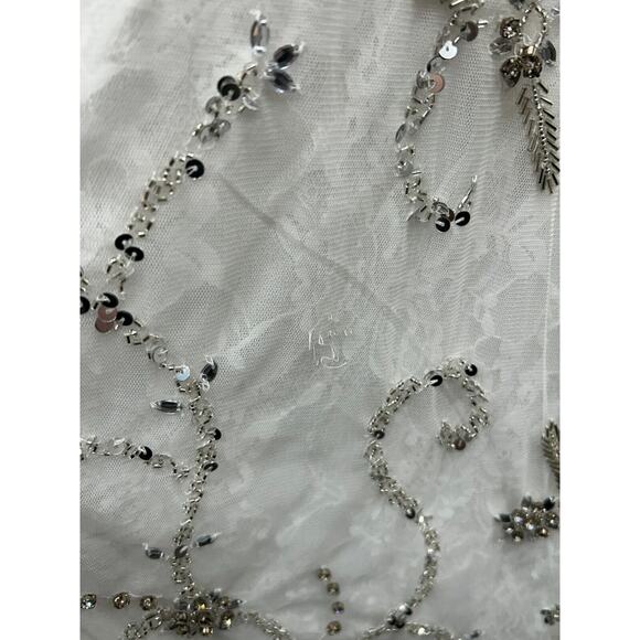 Mac Duggal 10873 White Beaded Sleeveless High Neck Cut Out Gown Size 4 AS IS - Picture 14 of 16